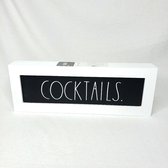 Rae Dunn Cocktails Sign black white New